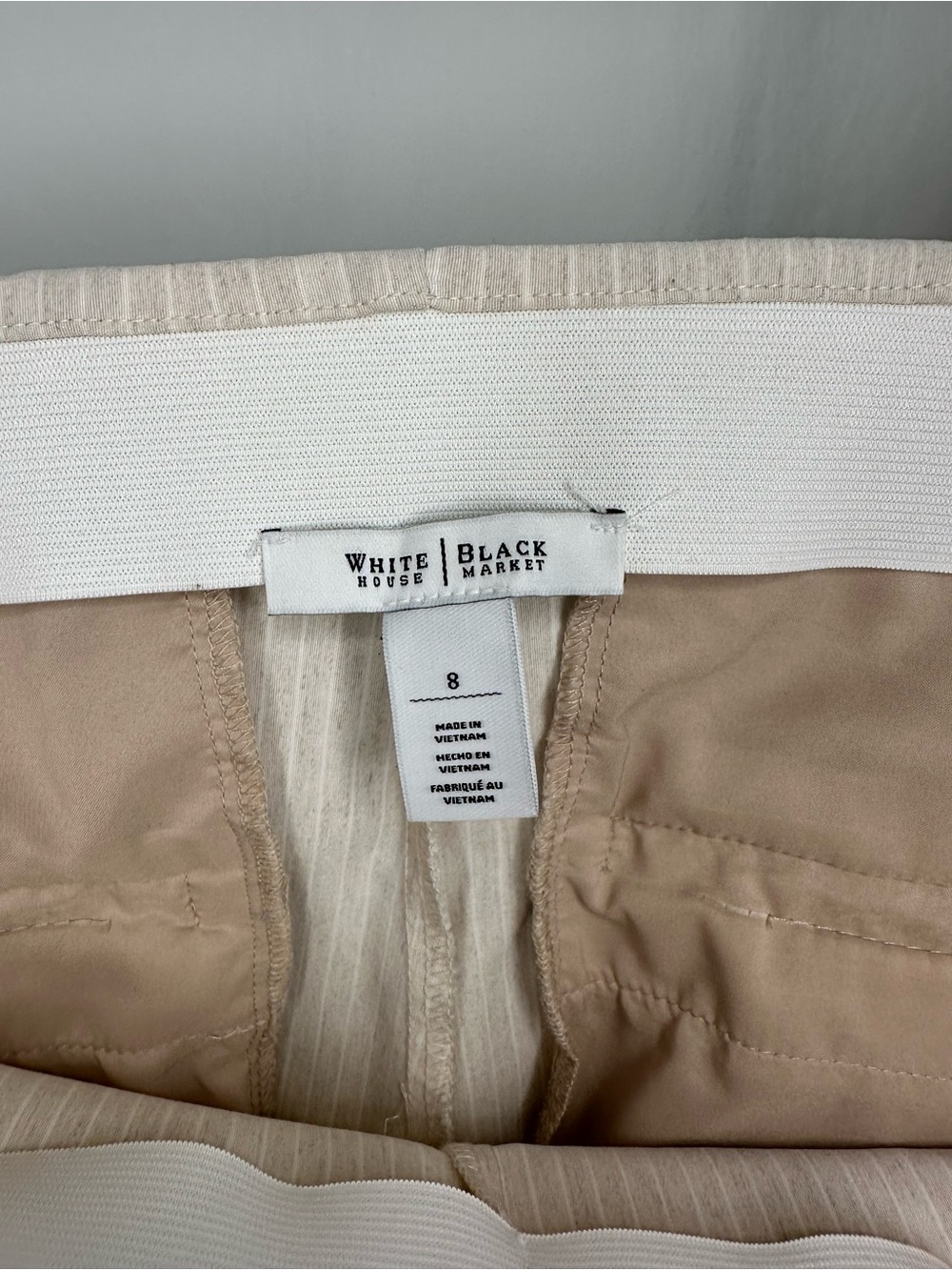 White House Black Market Cream Ribbed Straight-Leg Pants - Picture 4 of 4